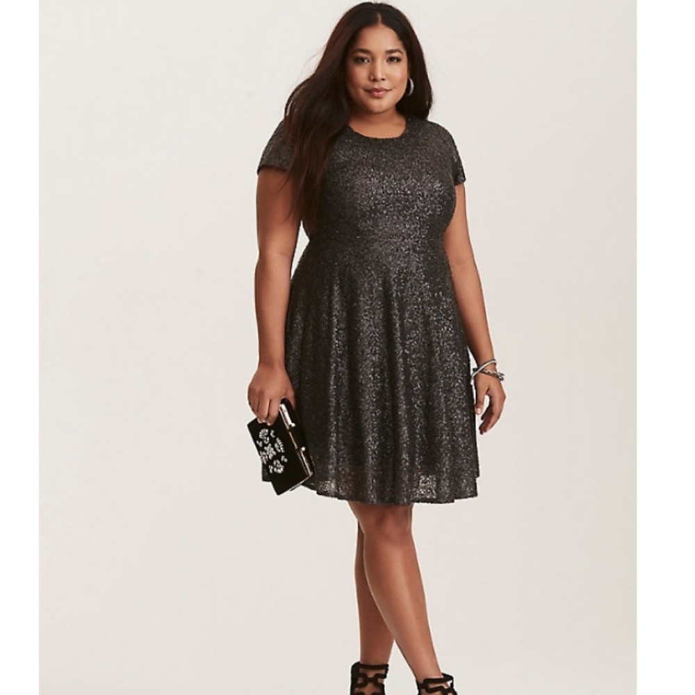 Torrid Gunmetal Sequin Skater Dress